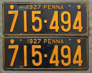 Pennsylvania.  1927.  License Plate.  Pair.
