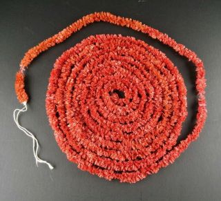 Vintage 1940s Red Chenille Straw / Grass Christmas Feather Tree Garland 15 Ft