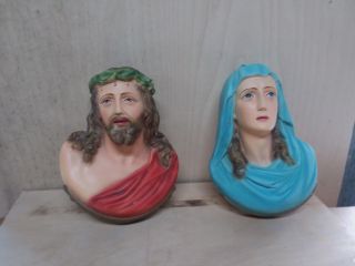 Vintage Jesus And Mary Plaques