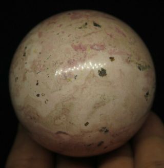 55mm 10.  1oz Natural Pink Rhodochrosite Hematite Crystal Sphere Ball