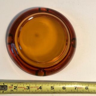 Vintage Retro Mid Century Collectibles Amber Glass Ashtray 4 Slots 6” Wide