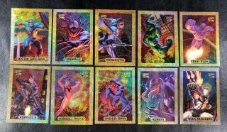 Rare Marvel Masterpieces 1994 Limited Edition Holofoil Complete 10 Card Set Nm