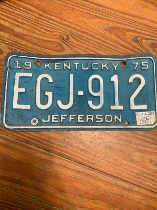 Vintage 1975 Kentucky / Jefferson County License Plate Egj - 912