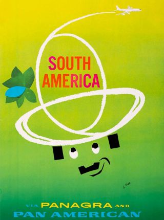 Panagra Airplane South America American Vintage Travel Advertisement Poster