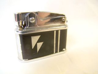 Vintage Pac Smaller Automatic Chrome Black Enamel Art Deco Lighter Sparking Well