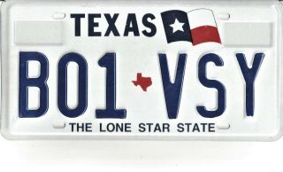 Texas Undated (1998) License Plate - - B01 Vsy - - Flag Right - - Low Number