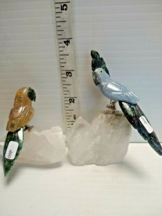 Hand - Carved Brazilian Stone Birds Made From Clear Quartz And Other Semi