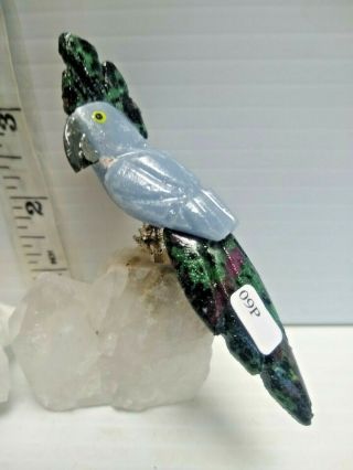 Hand - carved Brazilian STONE BIRDS made from Clear Quartz and other semi 2