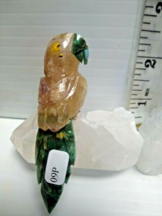 Hand - carved Brazilian STONE BIRDS made from Clear Quartz and other semi 3