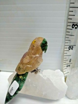 Hand - carved Brazilian STONE BIRDS made from Clear Quartz and other semi 4