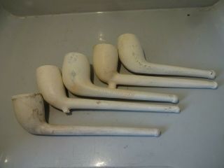 Five Plain Tobacco Pipes Clay Tobacco Pipes