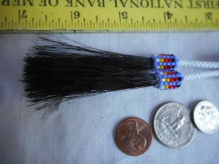 Navajo Indian Bead work Key Chain Horse Hair Metal Ring Native American Purple 4