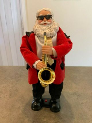 Holiday Home Santa Playing Sax Animated Musical Dancing