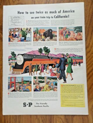 1940 Sp Southern Pacific Railroad Ad Train California 1941 Sunsweet Prunes Ad