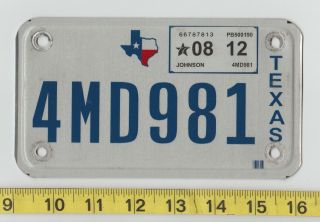 2012 Texas Motorcycle License Plate 4md981