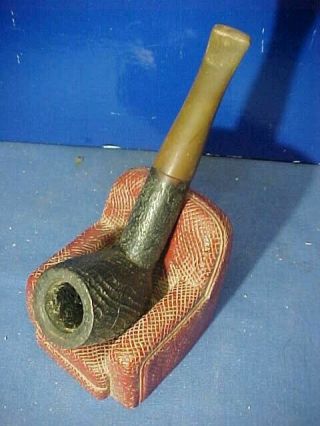 Vintage Richmond Briar Pipe Made In London W Armchair Figural Pipe Rest
