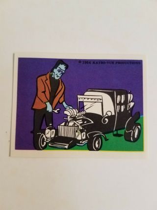 1964 The Munsters Sticker Leaf Card Herman & Car Nm Koach Coach Vintage