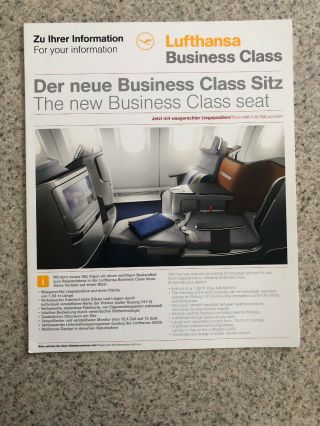 Lufthansa ‘new’ Business Class Intro Card /safety Card Insert