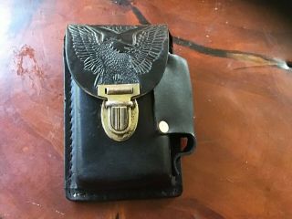 Vintage Harley Davidson Black Leather Cigarette/lighter Holder Case For Belt