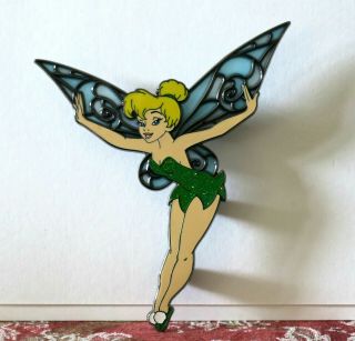 Disney Fantasy Pin Tinkerbell Stained Glass Le 50 Jumbo 4 1/2 " Pin