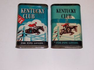 (2) Vintage Kentucky Club Pocket Tobacco Tins,  Pipe Lovers
