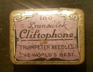 Gramophone Phonograph Needle Tin Brunswick Trumpeter,  Empty,  Nadeldose