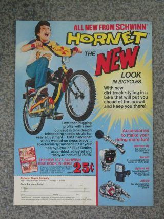 Vintage 1977 Schwinn Bmx Hornet Stingray Advertisement