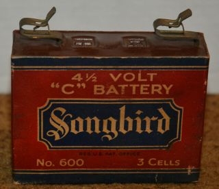 Vintage Songbird " C " Battery No.  600 3 Cells 4&1/2 Volts