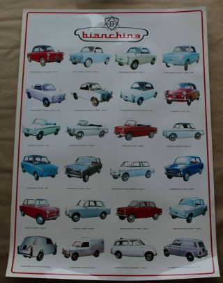 Poster Autobianchi Bianchina Cars From 1958 Trasformable To 1977 Furgocino 500