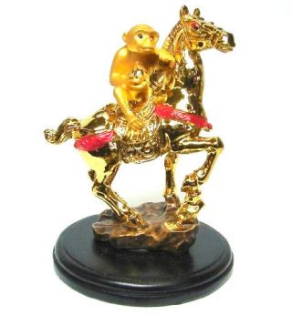 Feng Shui Chinese Golden Monkey Riding On Horse For Immediate Promotion Luck
