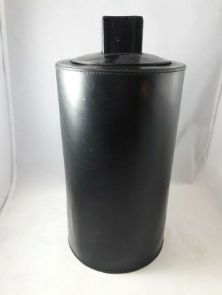 Vintage Dunhill Black Leather Tobacco Jar Cigar Pipe Humidor Glass Container