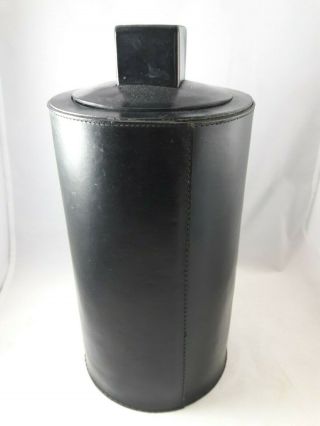 Vintage Dunhill Black Leather Tobacco Jar Cigar Pipe Humidor Glass Container 3