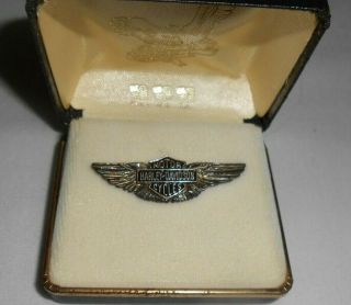 Vintage Sterling Harley Davidson Pin In Its Box