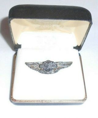 Vintage Sterling Harley Davidson Pin in its box 2