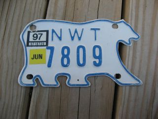 1997 97 Northwest Territories Nwt Bear Motorcycle Mc License Plate 7809
