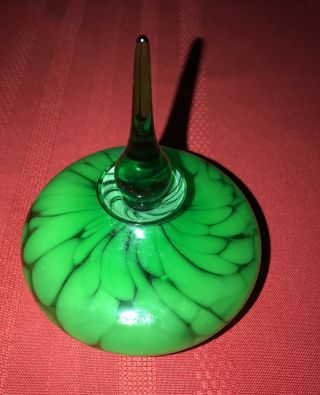 Vintage Art Glass Emerald Green Perfume Bottle - Bulbous - Ground Glass Stopper