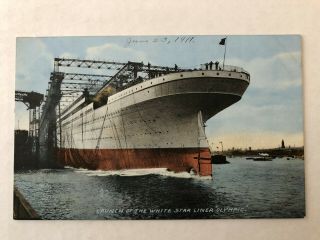 Rare Postcard Of White Star Line Rms Olympic Colored - Photo Launching