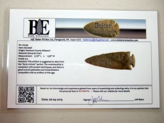 Fine Authentic 3 7/8 Inch Collector Grade Missouri Dovetail Point Arrowheads 6