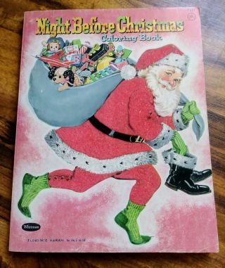 Vtg Whitman Santa Christmas Coloring Book Felt 1960 