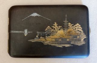 24k Gold Inlay Antique Japanese Damascene Cigarette Case