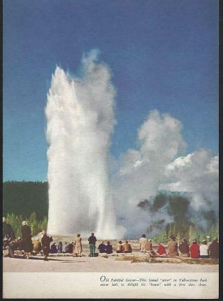 Union Pacific Luncheon Menu,  July 6,  1958 With Old Faithful Geyser Yellowstone