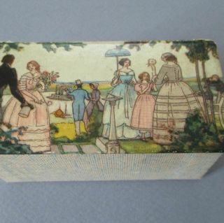 Antique Miniature 3 " Celluloid Perfume Scent Box French Garden Party Doll,