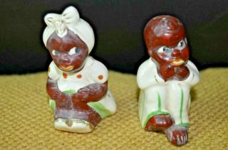 Black Americana Jemima Girl And Boy Salt And Pepper Shakers Made In Japan Rare
