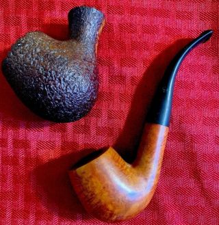 Vintage Imported Briar Bent Stem Tobacco Smoking Pipe,  Extra Bowl Smoked