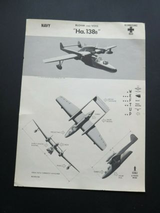 1944 18.  5 " X 24.  8 " Navy Aircraft Id Poster - Blomm Und Voss " Ha.  138b "