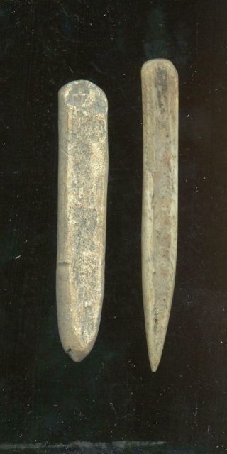 Indian Artifacts - Fine Polished Bone Awl And Knapping Tool - Glovers Cave Site 2
