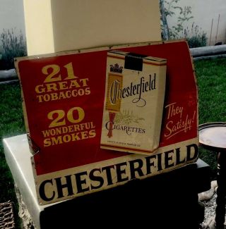 Vintage 1950s Chesterfield Cigarette Metal Advertising Sign