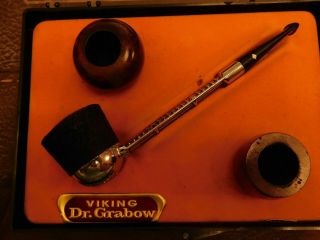 Vintage Dr.  Grabow Viking Three Pipe Bowl Set In Plastic Case