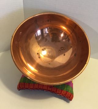 Vintage Copper Mixing Bowl 9 Inch Diameter