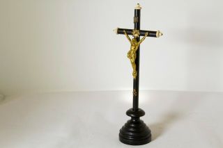 Skull & Crossbones Death & Darkness Crucifix - Antique German Crucifix Ebony 10 "